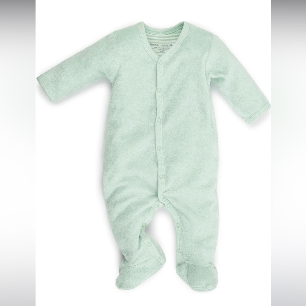 Under the Nile Organic Cotton Footie - Terry - Sea Breeze - 3-6 months